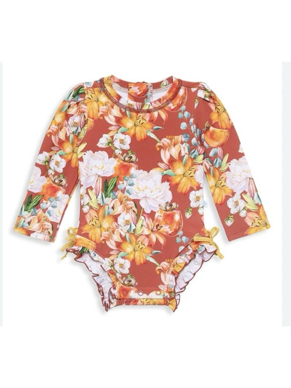 NEW POSH PEANUT Girls 3-6 Month Swimsuit Paulina Rashguard One Piece Floral LS